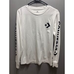 Converse Mens Long Sleeve Graphic T-Shirt White Star Chevron Logo Small